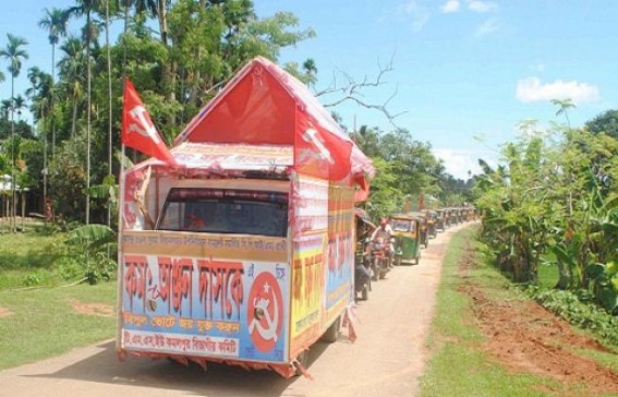 Kamalpur:  CITU organized auto-rickshaw rally in support of CPIM candidate